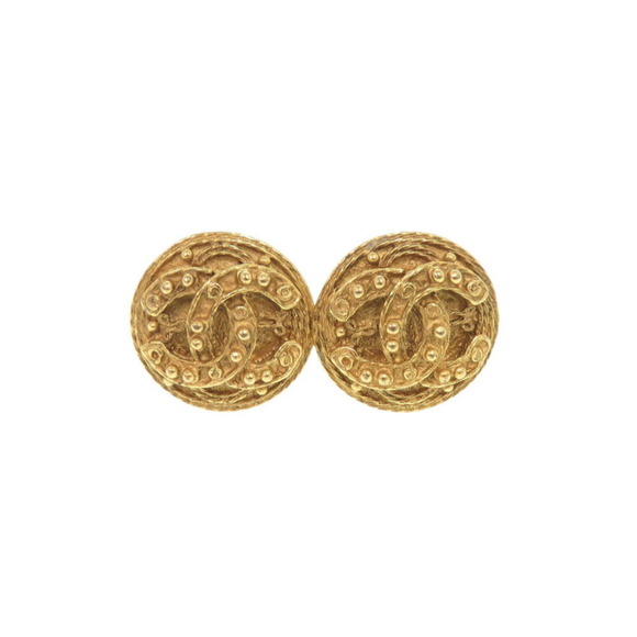 CHANEL Gold Logo Earrings